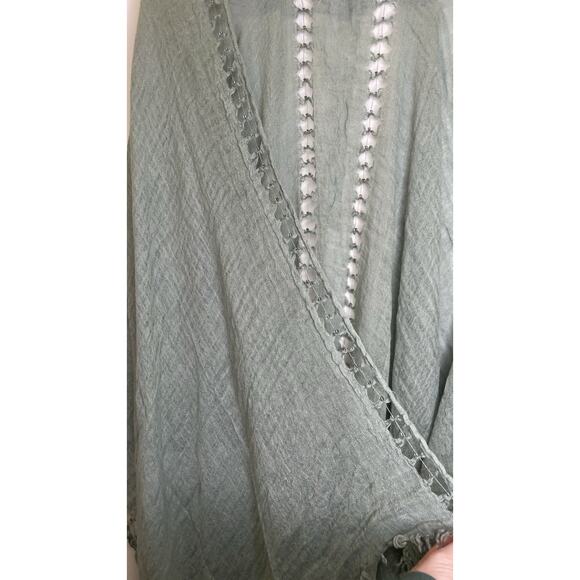 World Market Beaded Knit Sweater Shawl Wrap Fringe One Size Boho Soft Blanket - Picture 4 of 9